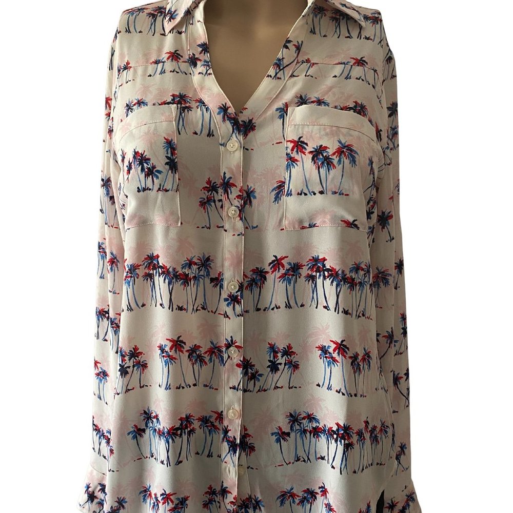 Express Portofino Size XS Palm Tree Art Blouse
